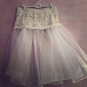 Repurposed lace and crinoline skirt.